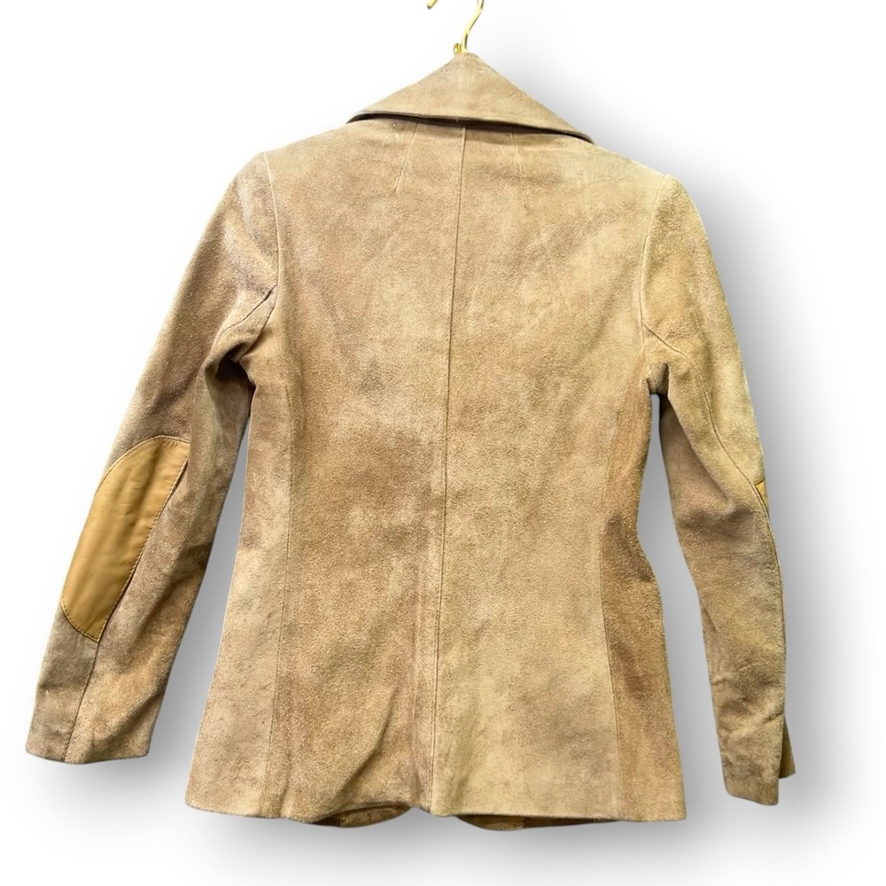Vintage Suede Leather Blazer Women 11/12 Tan Argentina Equestrian Elbow Patch - Picture 4 of 8